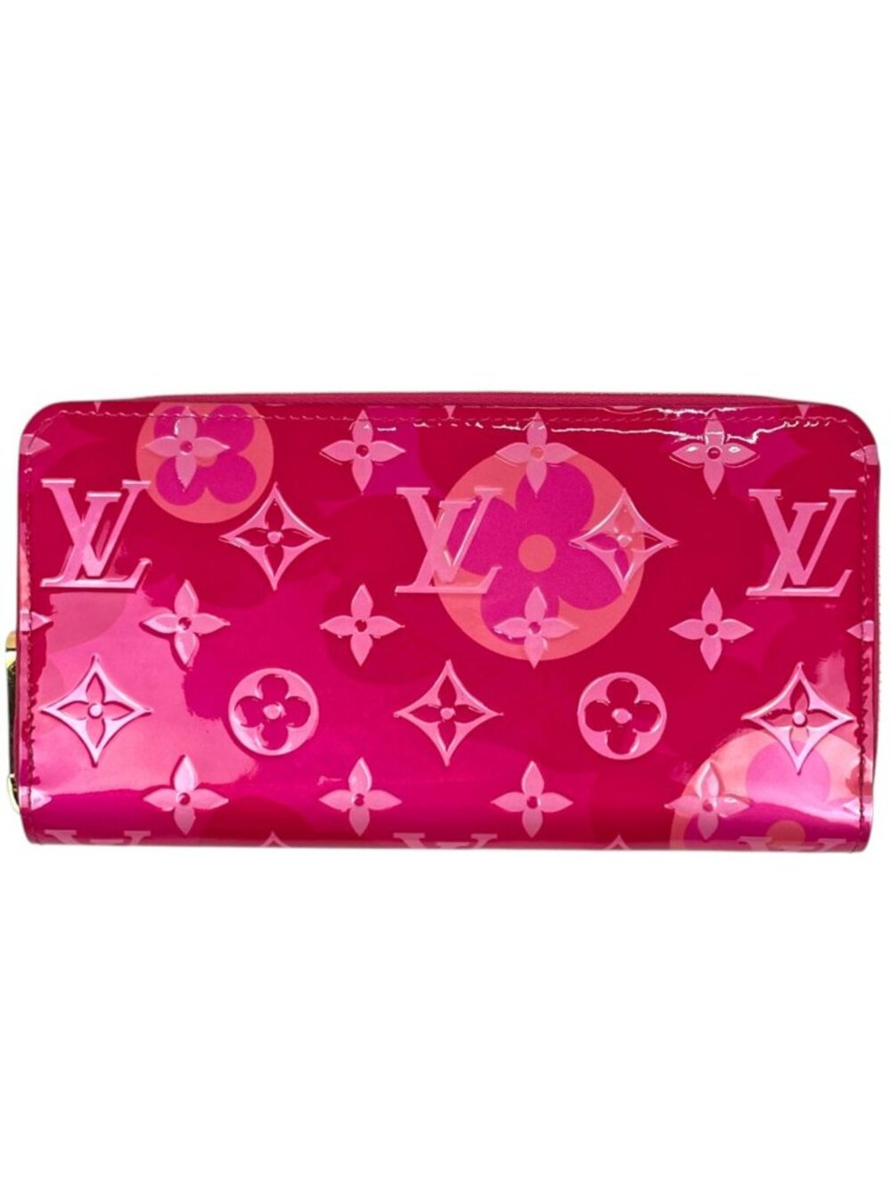 Louis Vuitton Zippy Wallet Zip Around Patent Monogram Vernis Fuchsia